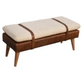 OREMA Bench - Design A, Bouclé and Buffalo Hide Leather