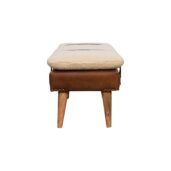 OREMA Bench - Design A, Bouclé and Buffalo Hide Leather