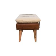 OREMA Bench - Design A, Bouclé and Buffalo Hide Leather